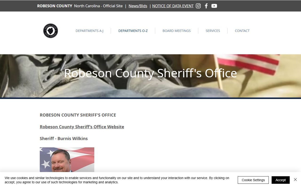 Robeson County arrest records sheriff contact page