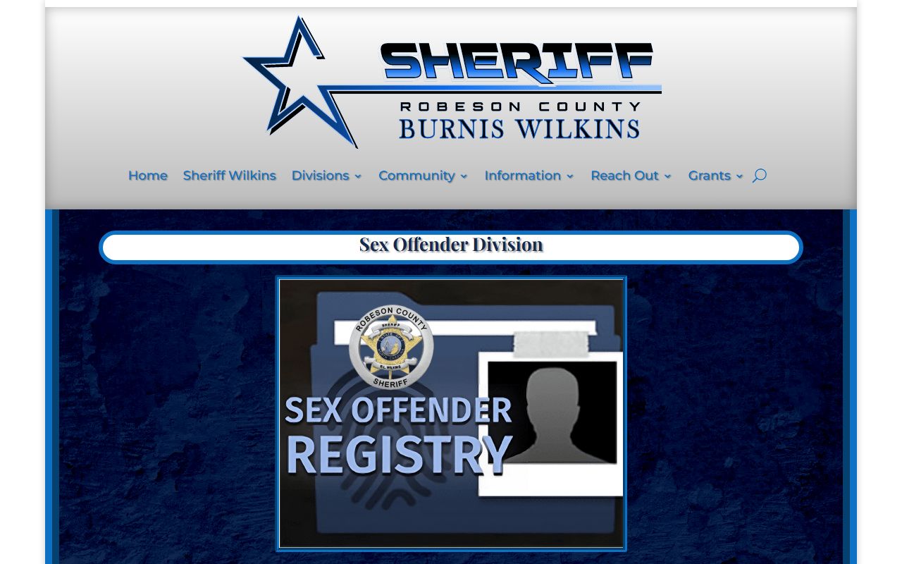 Robeson County arrest records sheriff sex offender division
