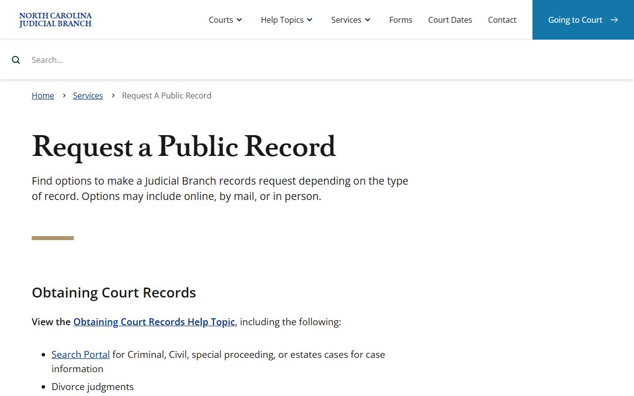 Robeson County court records public record request path