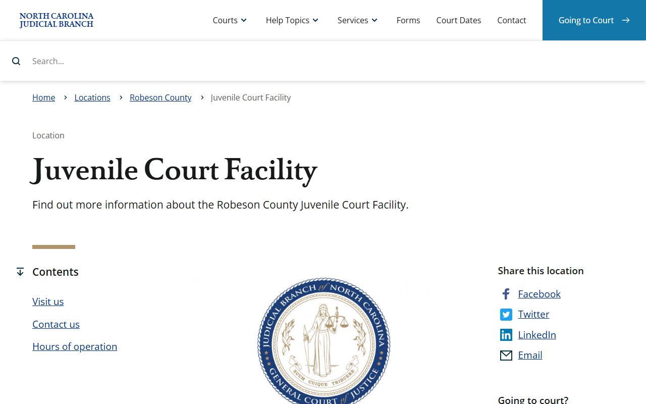 Robeson County Superior Court records juvenile court facility