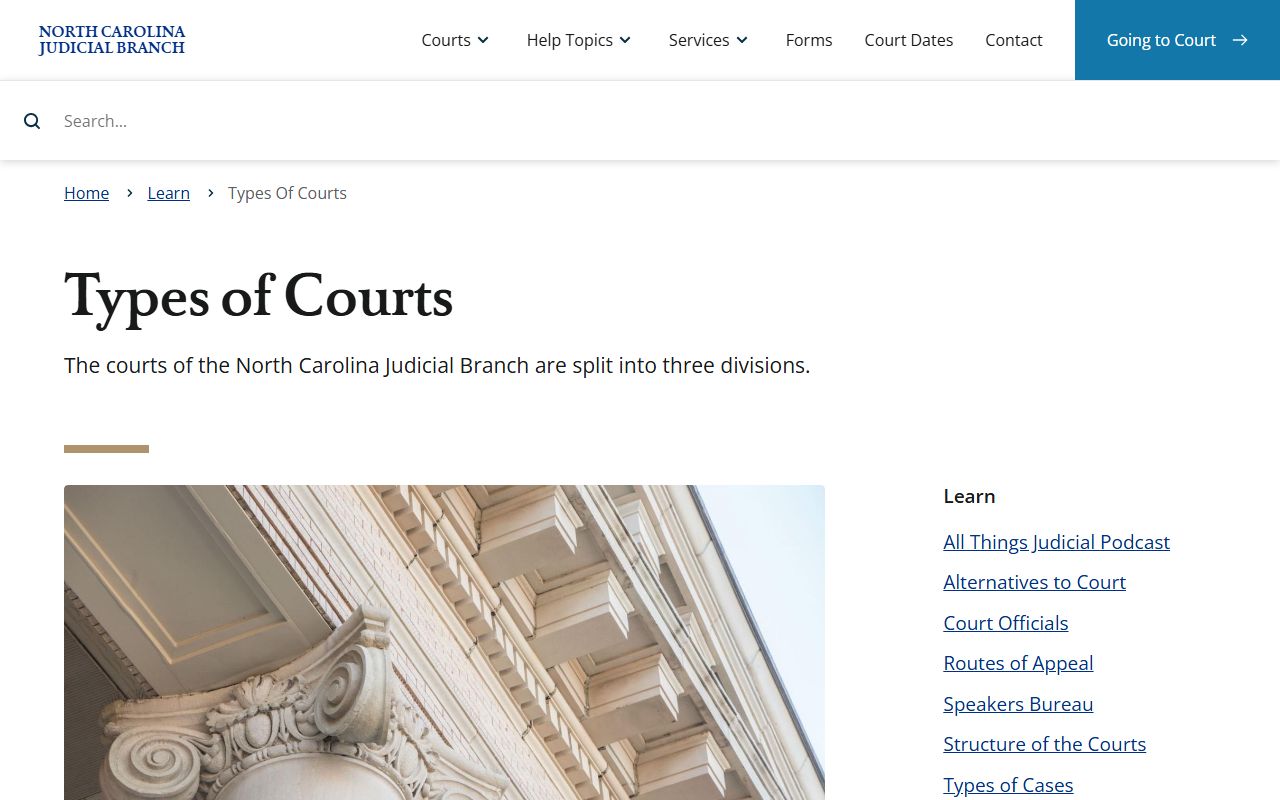 Robeson County Superior Court records types of courts