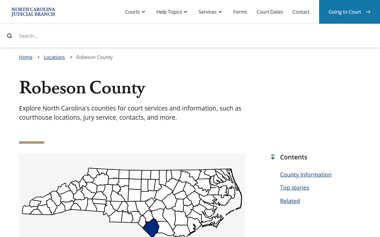 Robeson County court records Judicial Branch page