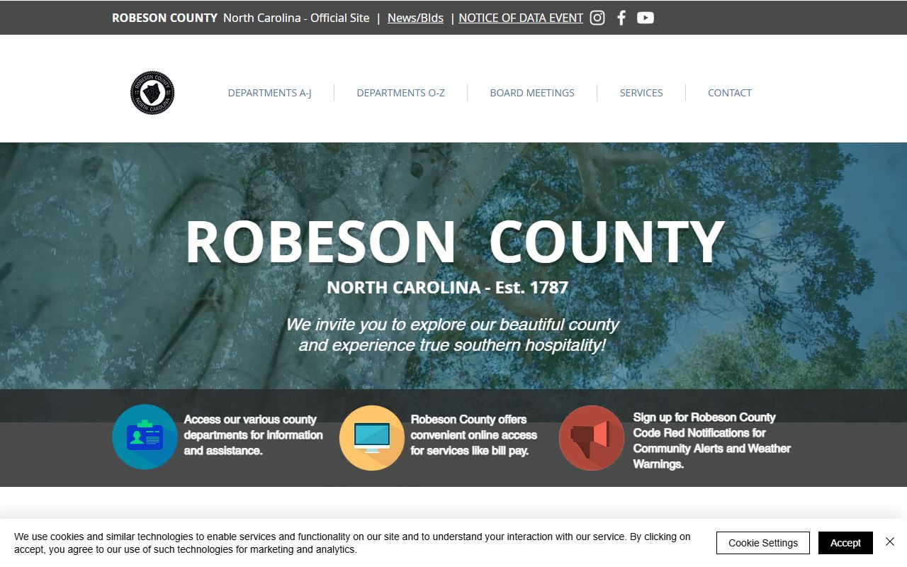 Robeson County court records county government page