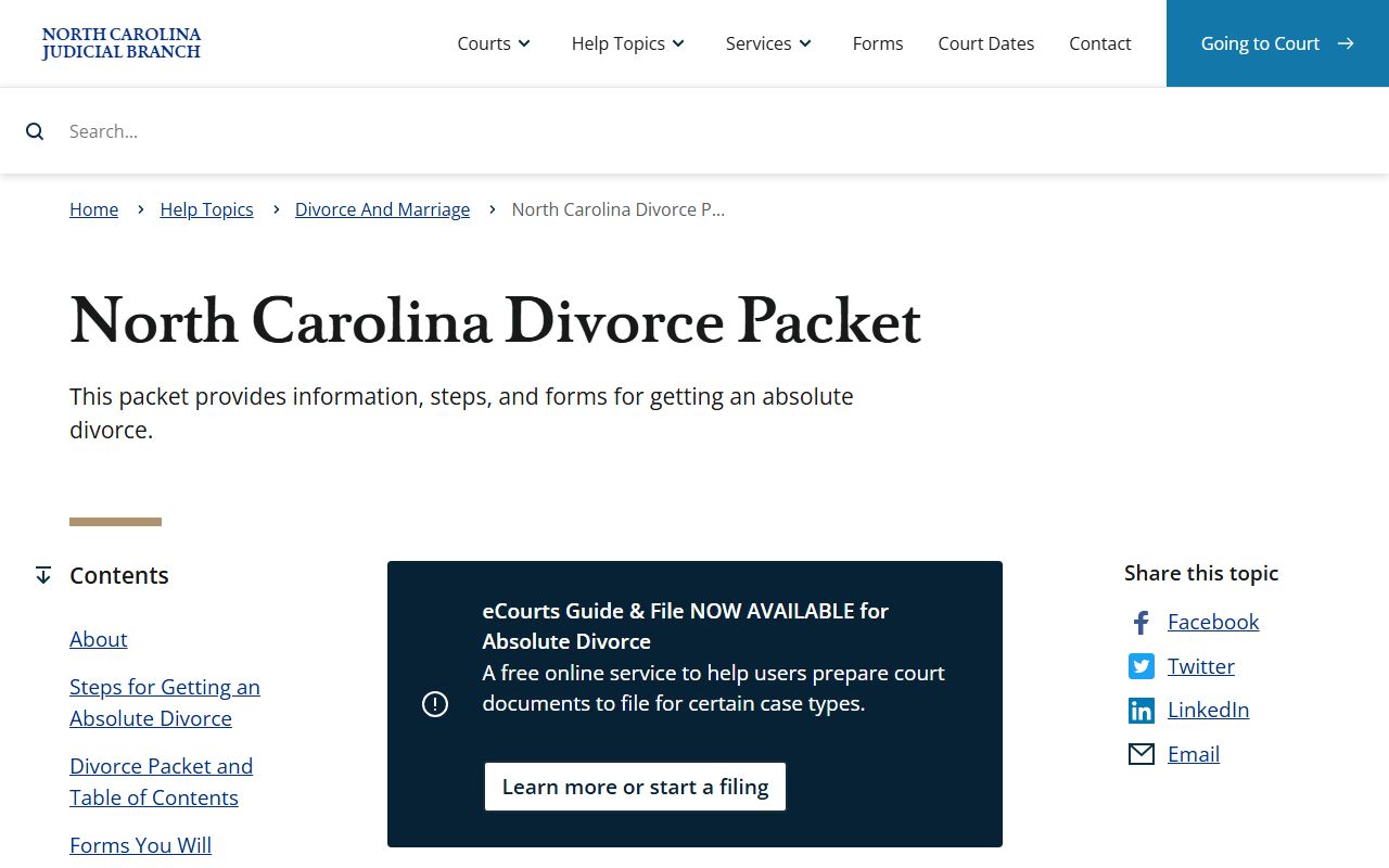 Robeson County marriage and divorce records divorce packet